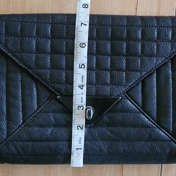 L.A.M.B. Clutch Black Leather Envelope Bag Wristlet Quilted